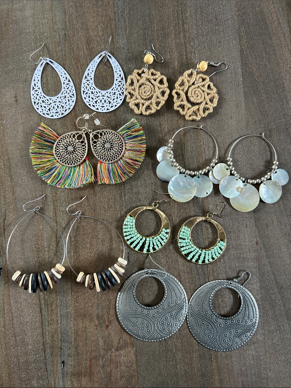 Earring Lot 7 Pair Extra Large Pierced